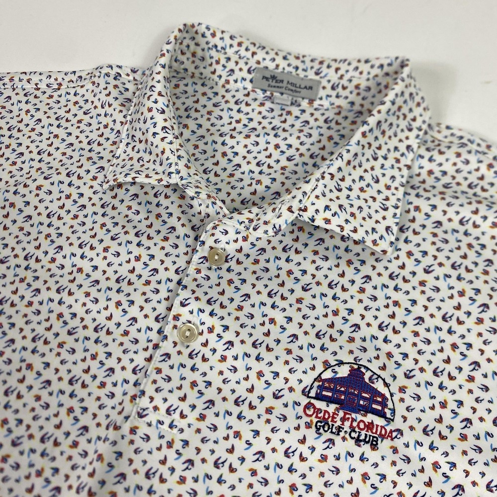 Peter Millar Polo Shirt Men XL Summer Comfort Olde Florida Golf Club Fly Fishing